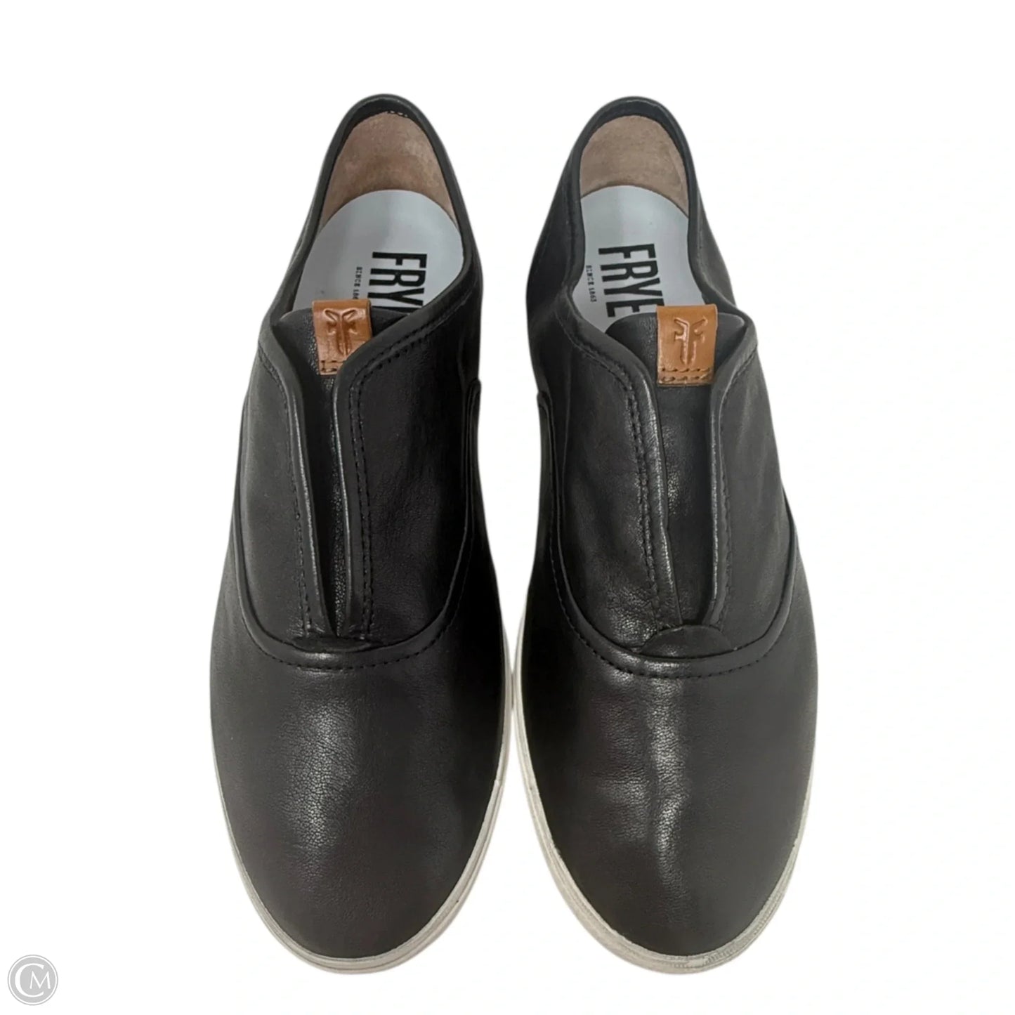 Maya Slip-On Leather Sneakers Designer By Frye In Black, Size: 11