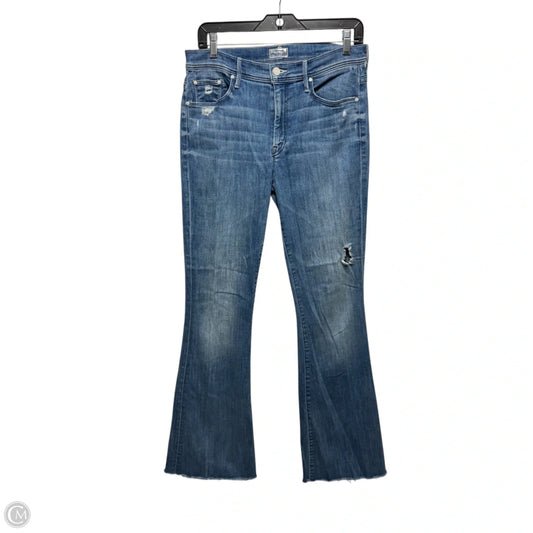 The Weekender Crop Fray Jeans Designer By Mother In Graffiti Girl Denim, Size: 2l