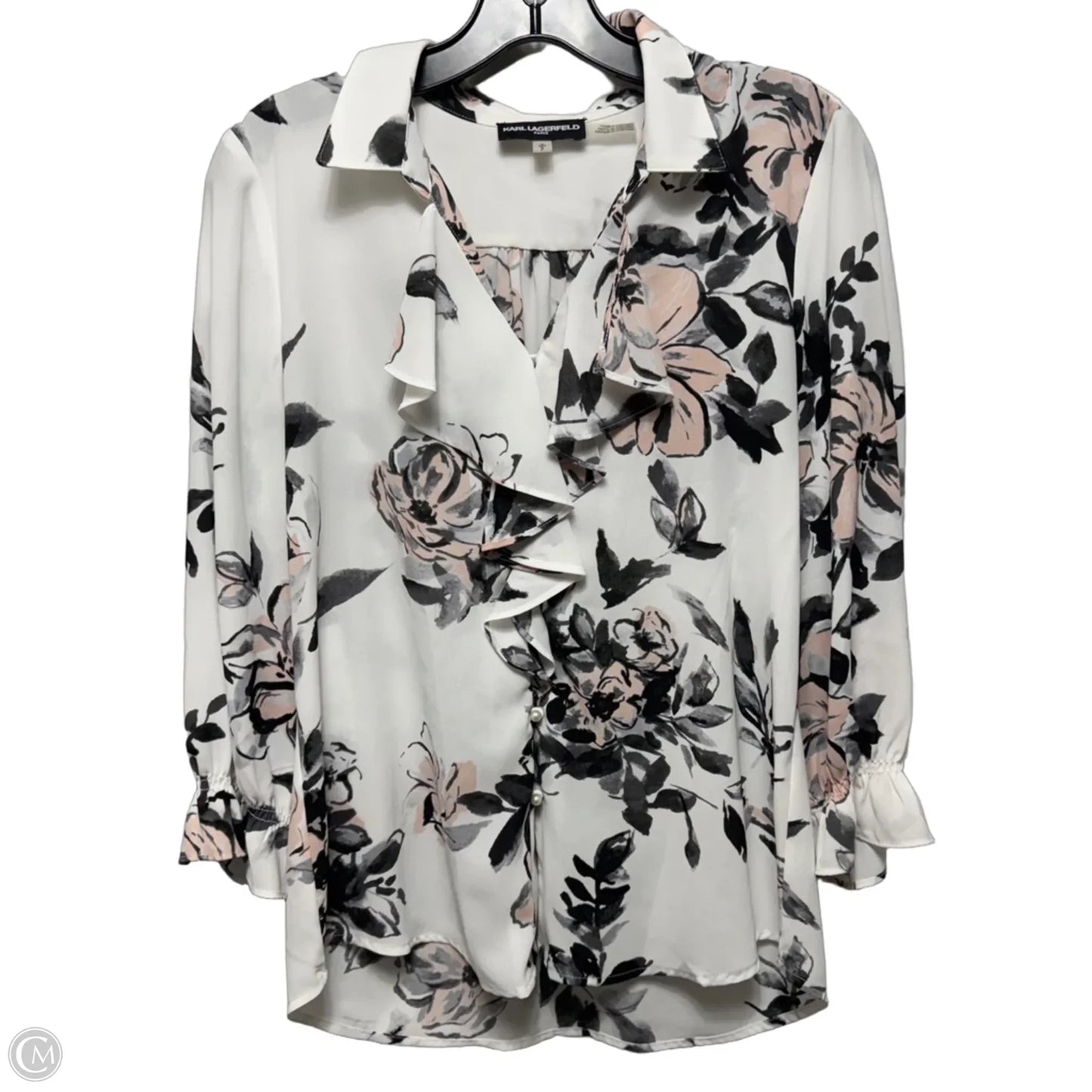 Blouse Designer By Karl Lagerfeld In Floral Print, Size: S