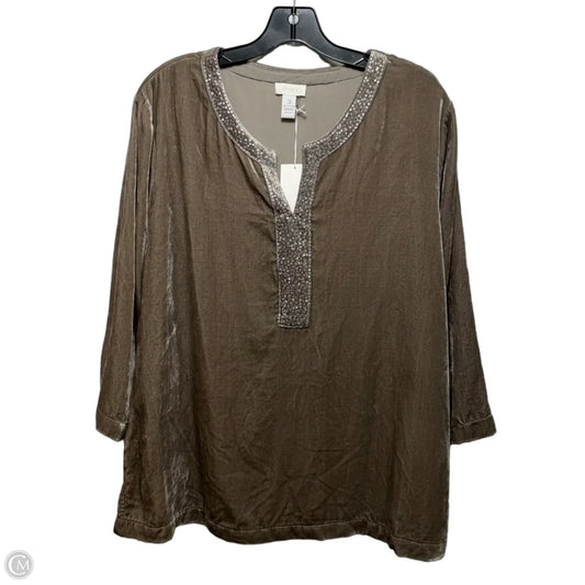 Top Long Sleeve By Chicos In Bronze, Size: 16
