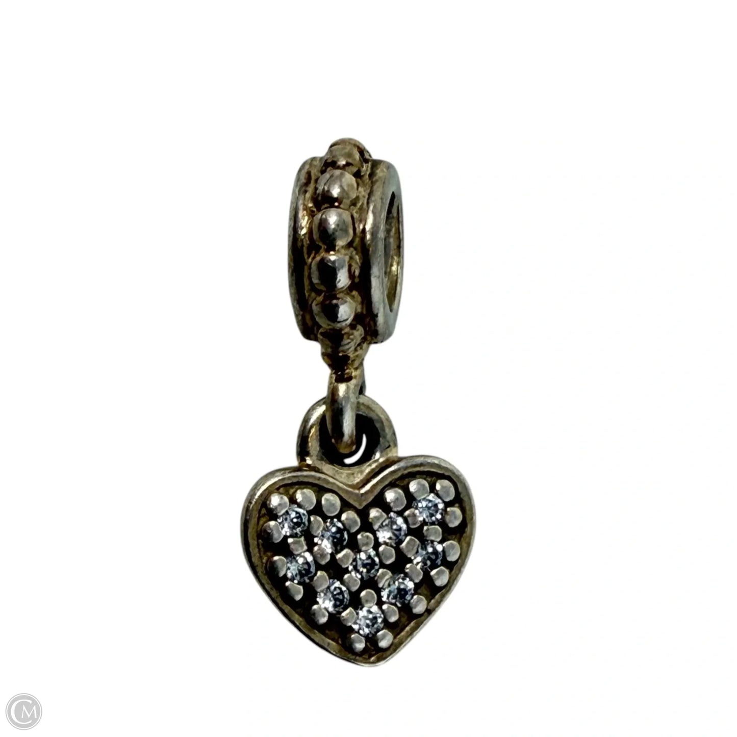 Sterling Silver & CZ Pave Heart Dangle Charm By Pandora