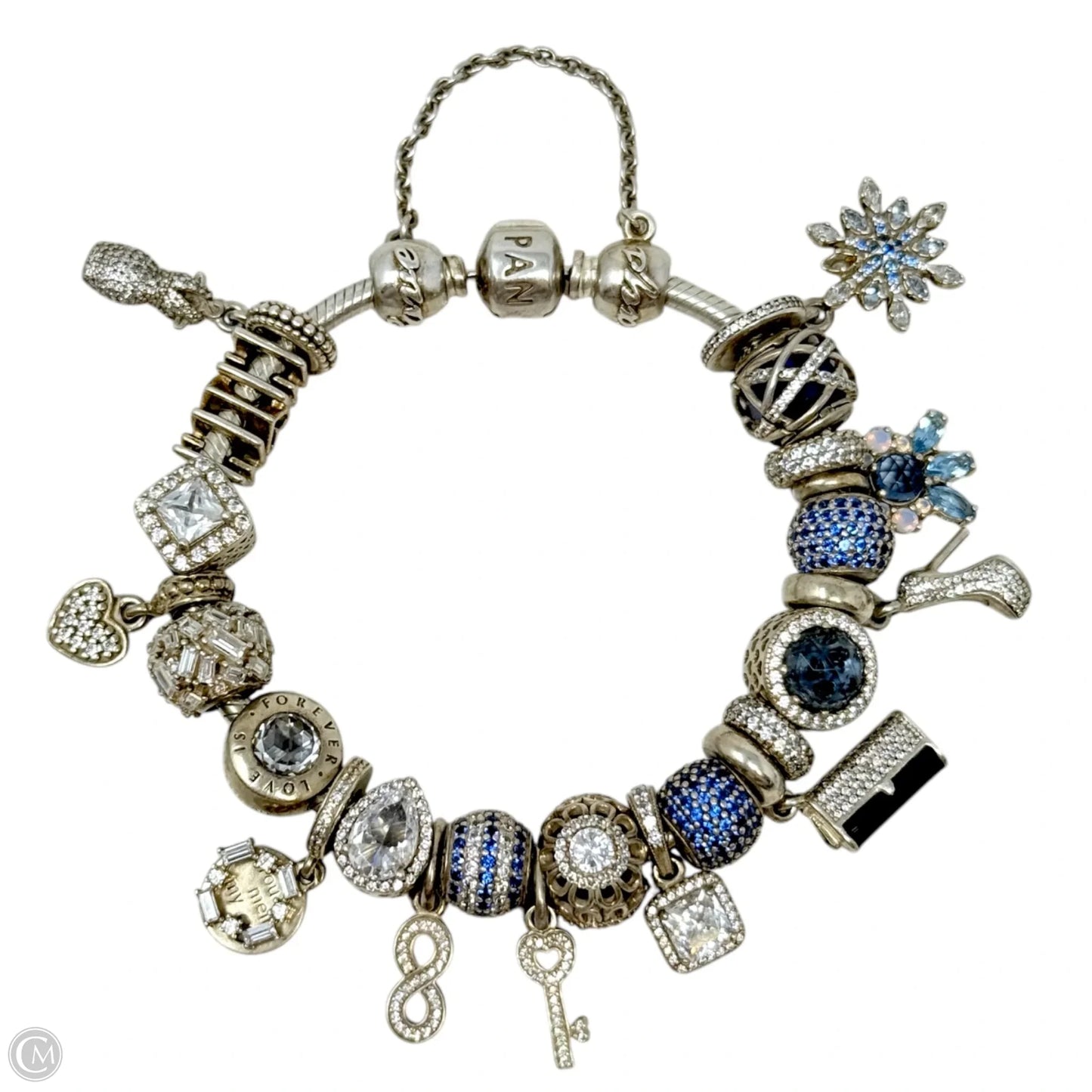 Sterling Silver & CZ Pave Heart Dangle Charm By Pandora