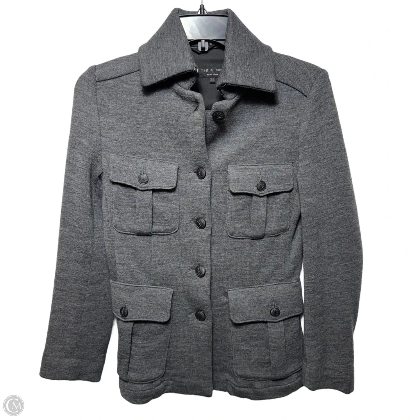 Merino Wool Military Jacket By Rag And Bone In Grey, Size: XS
