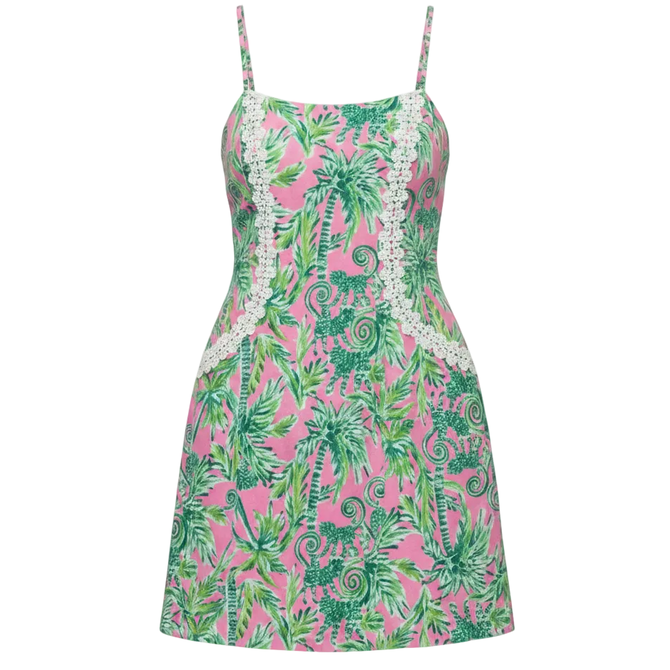 Shelli Pocket Dress Designer By Lilly Pulitzer In Green & Pink, Size: 12