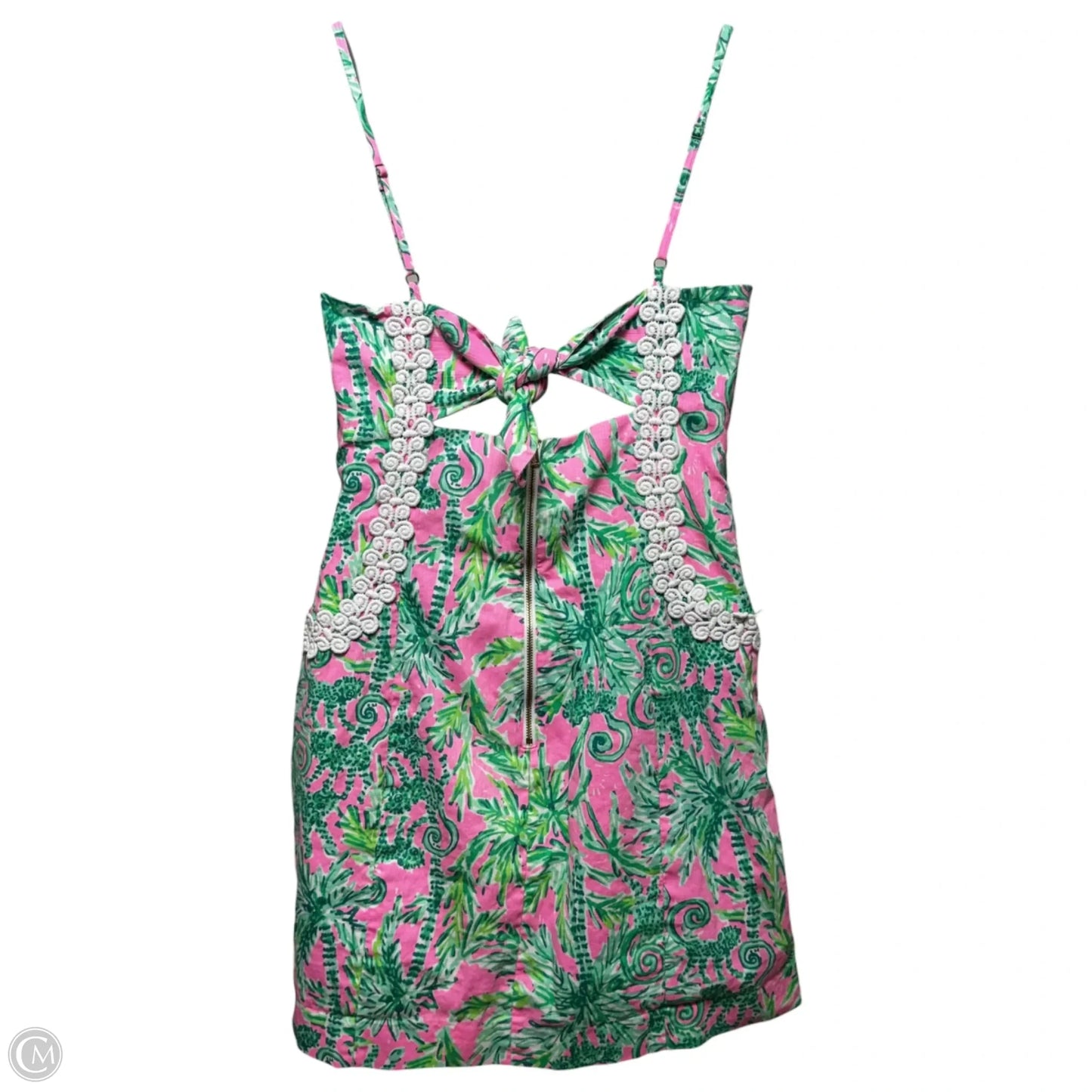 Shelli Pocket Dress Designer By Lilly Pulitzer In Green & Pink, Size: 12