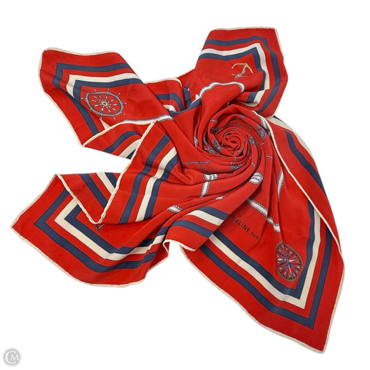 Nautical Themed Red Silk Scarf Luxury Designer By Celine