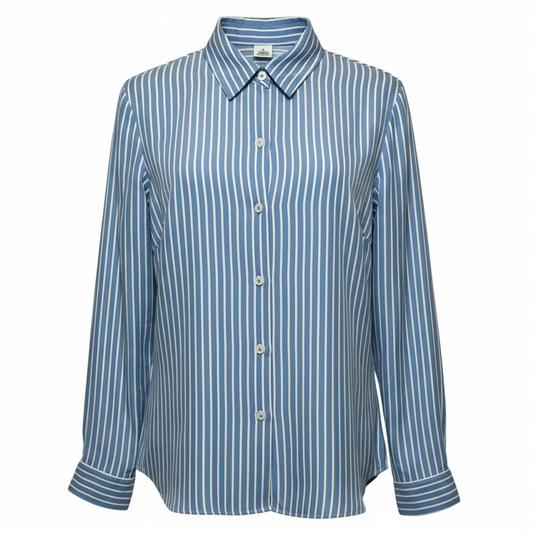 Striped Silk Shirt By Michael By Michael Kors In Striped Pattern, Size: 14