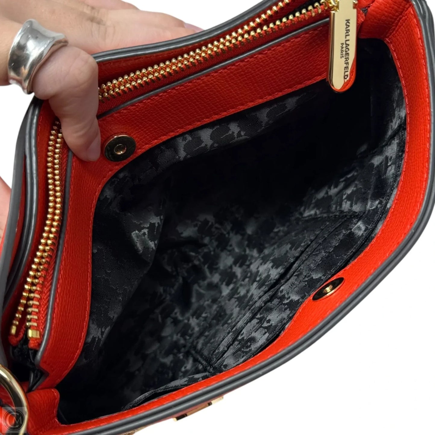 Camille Embellished Shoulder Handbag Designer By Karl Lagerfeld, Size: Small