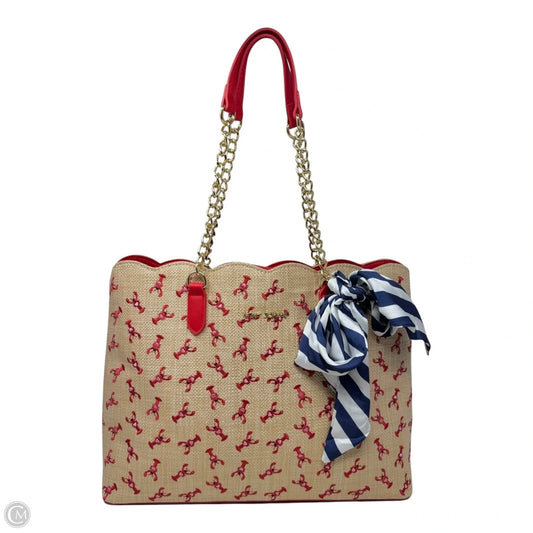 XO Straw Lobster Tote By Betsey Johnson, Size: Large