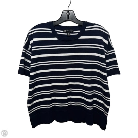 Top Short Sleeve By Cable And Gauge In Navy & White, Size: L