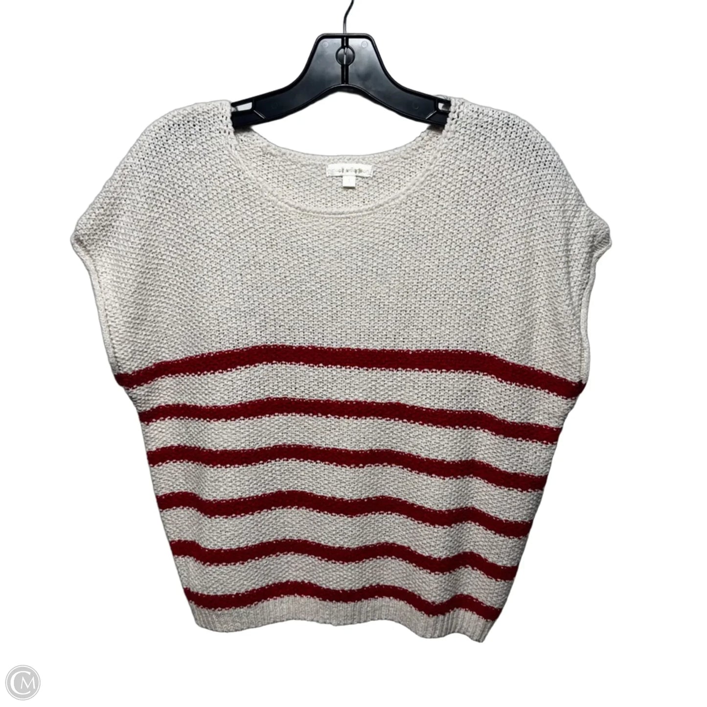 Top Short Sleeve By Moon And Madison In Cream & Red, Size: L