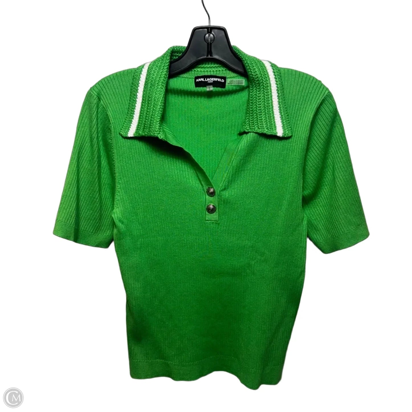 Top Short Sleeve By Karl Lagerfeld In Green, Size: L