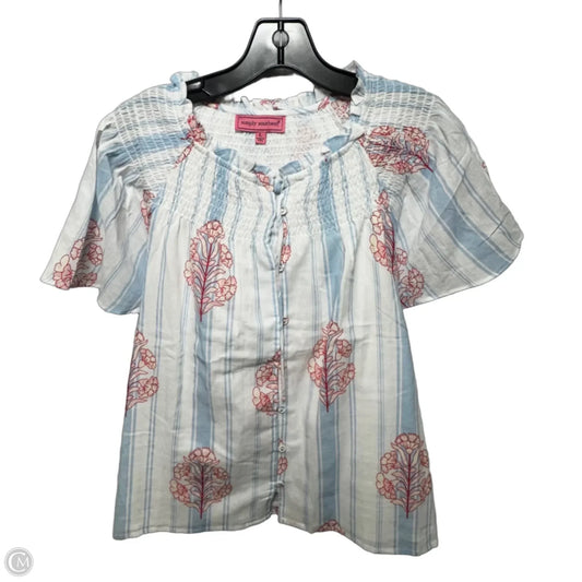 Top Short Sleeve By Simply Southern In Cream & White, Size: L
