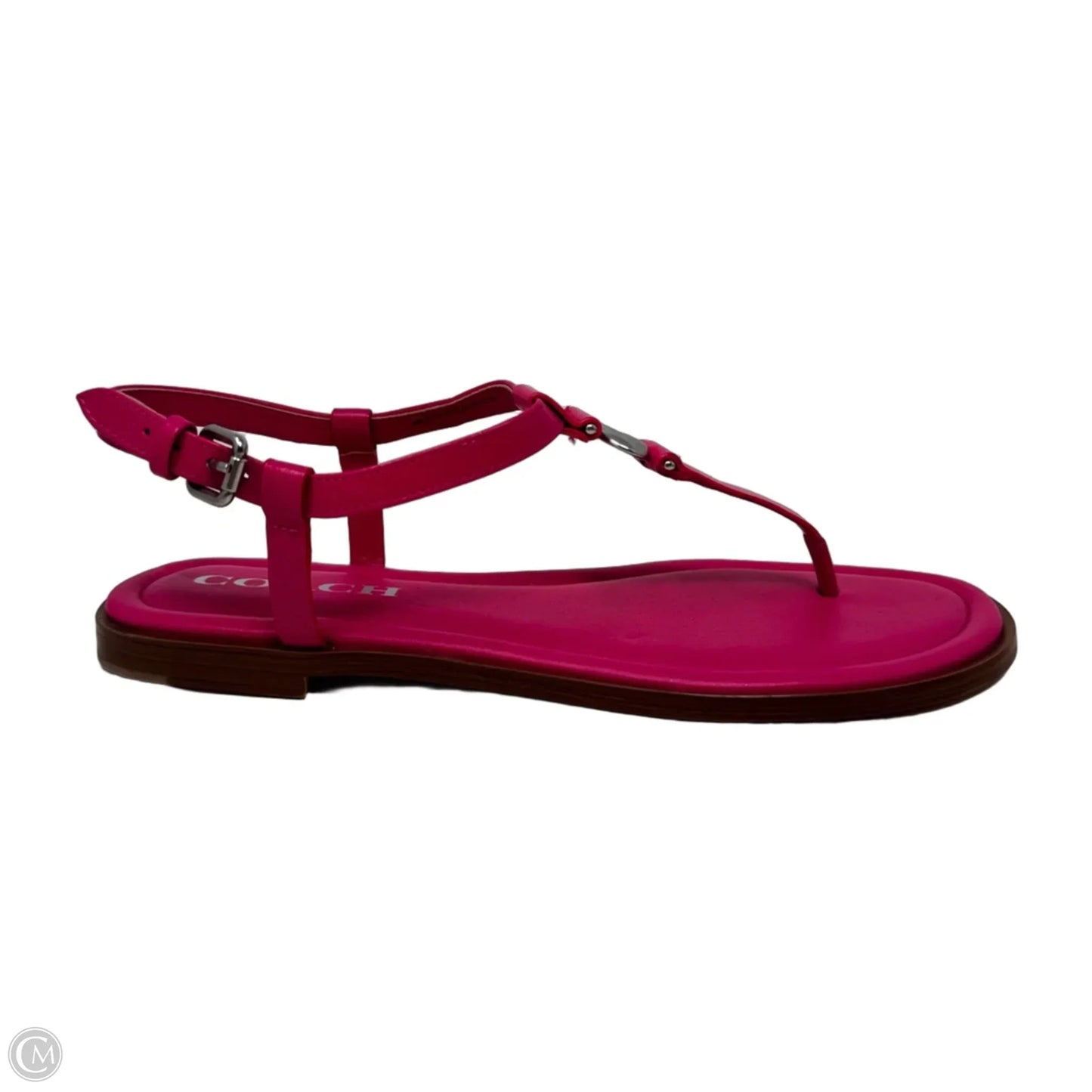 T Strap Logo Sandals Designer By Coach In Pink, Size: 6.5