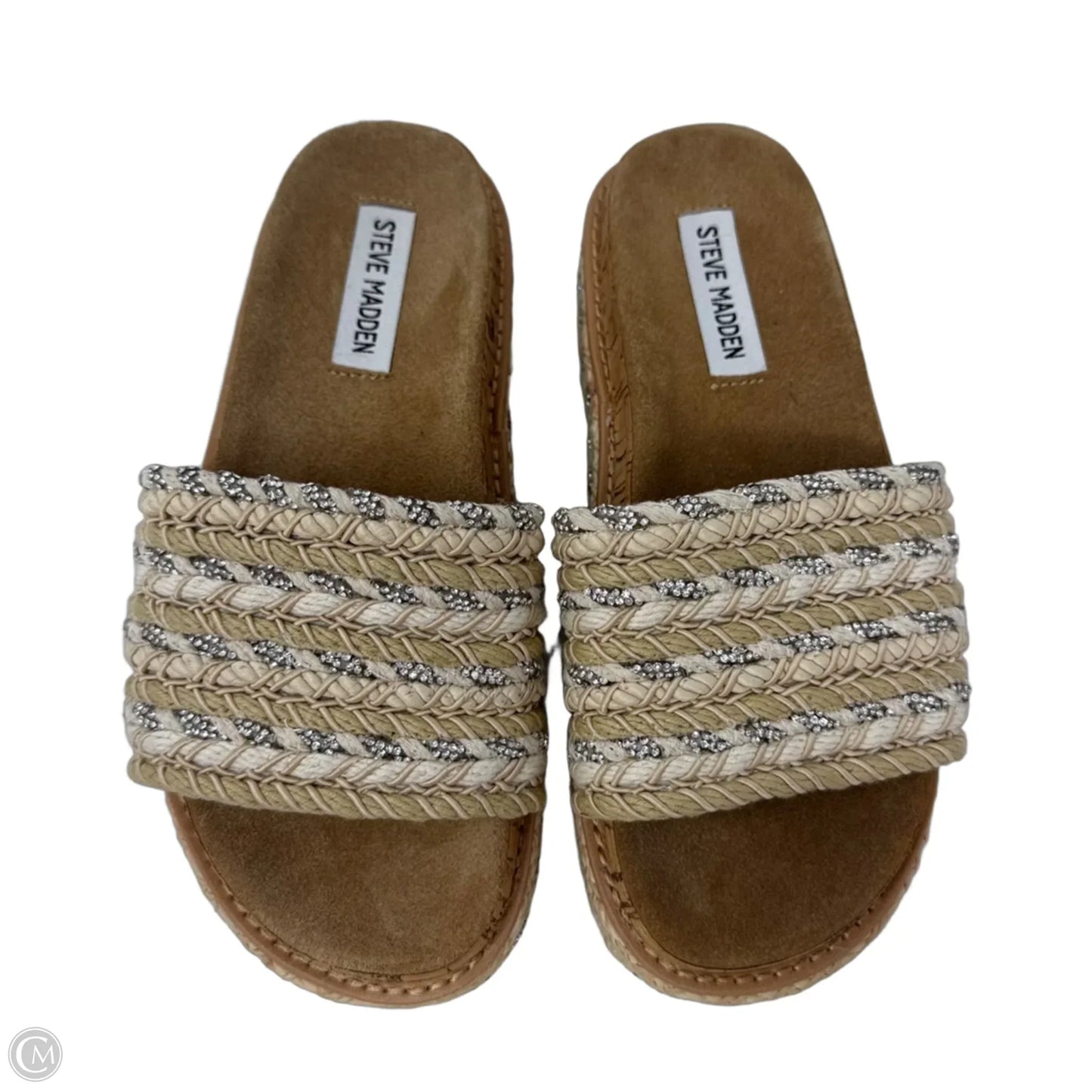 Woven Slide Platform Sandals By Steve Madden In Tan, Size: 6.5