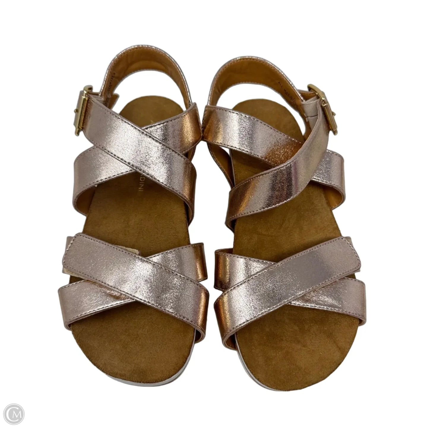 June Metallic Cork Wedge Sandals By Adrienne Vittadini In Rose Gold, Size: 6.5
