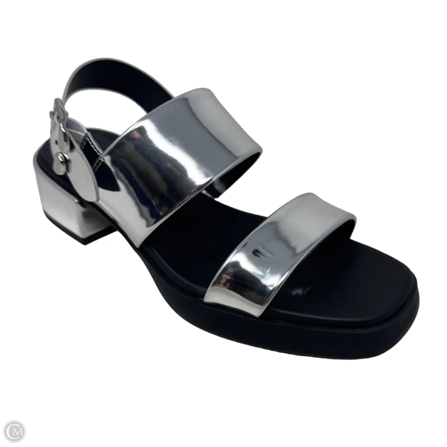Dove Chrome Sandals Heels Block By Aerosoles In Silver, Size: 7