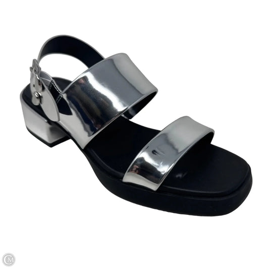 Dove Chrome Sandals Heels Block By Aerosoles In Silver, Size: 7