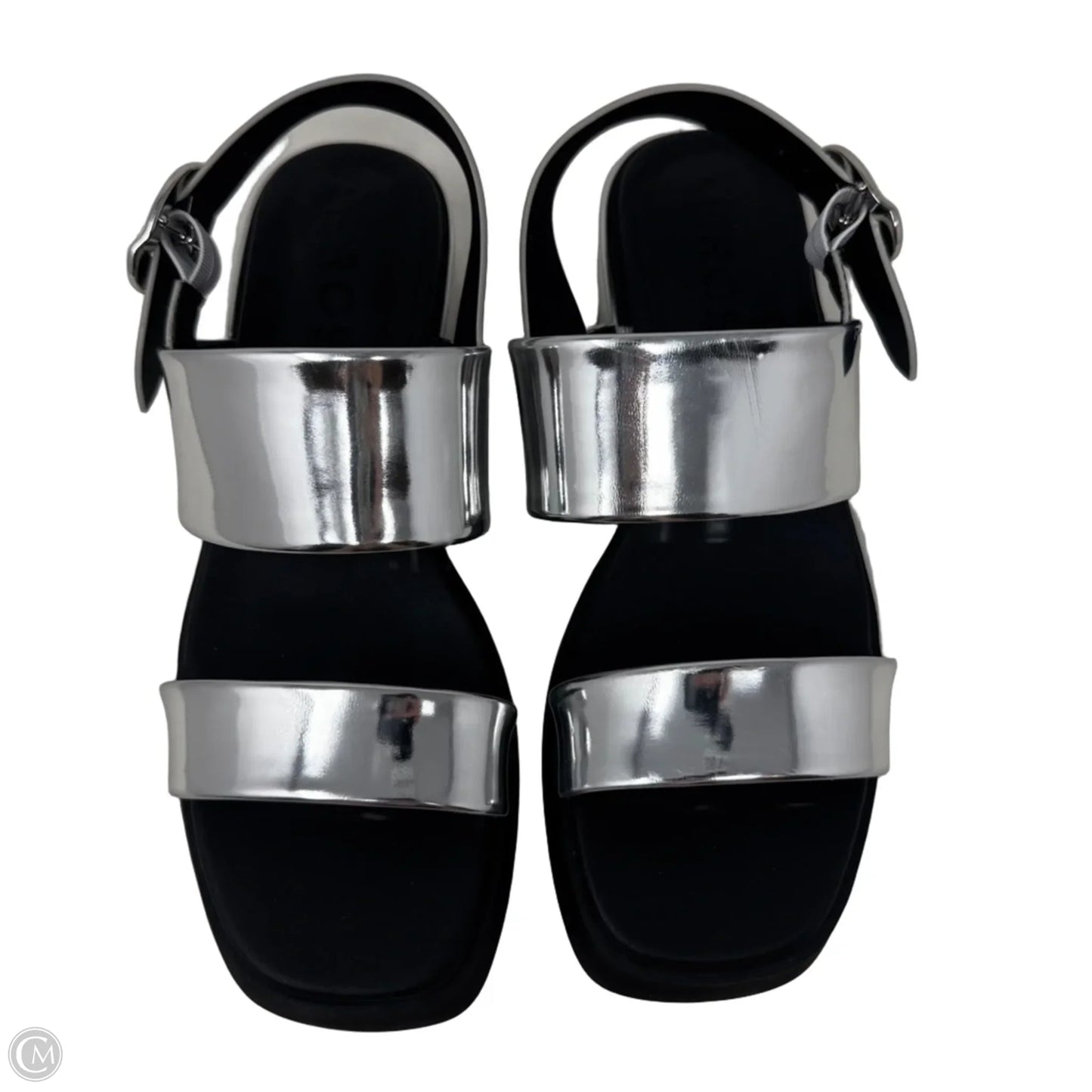 Dove Chrome Sandals Heels Block By Aerosoles In Silver, Size: 7