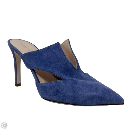 Adrian Suede Stiletto Mules By Cushinie et Ochs In Periwinkle, Size: 7