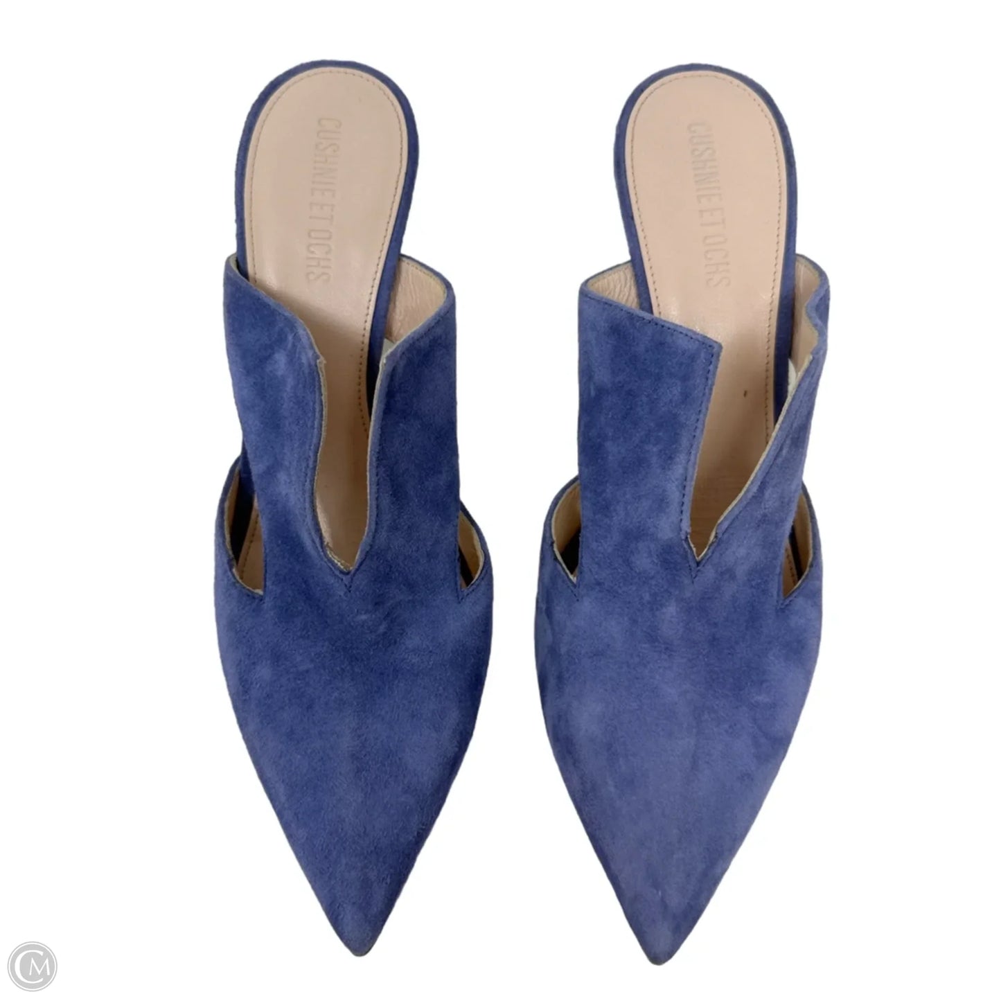 Adrian Suede Stiletto Mules By Cushinie et Ochs In Periwinkle, Size: 7