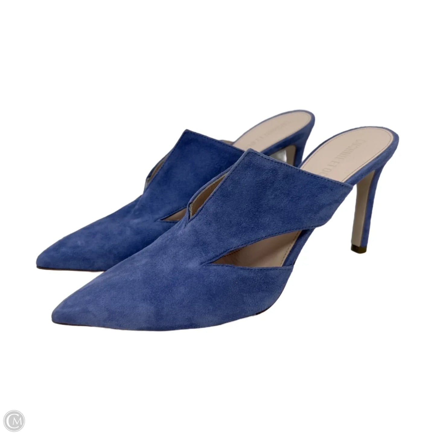 Adrian Suede Stiletto Mules By Cushinie et Ochs In Periwinkle, Size: 7