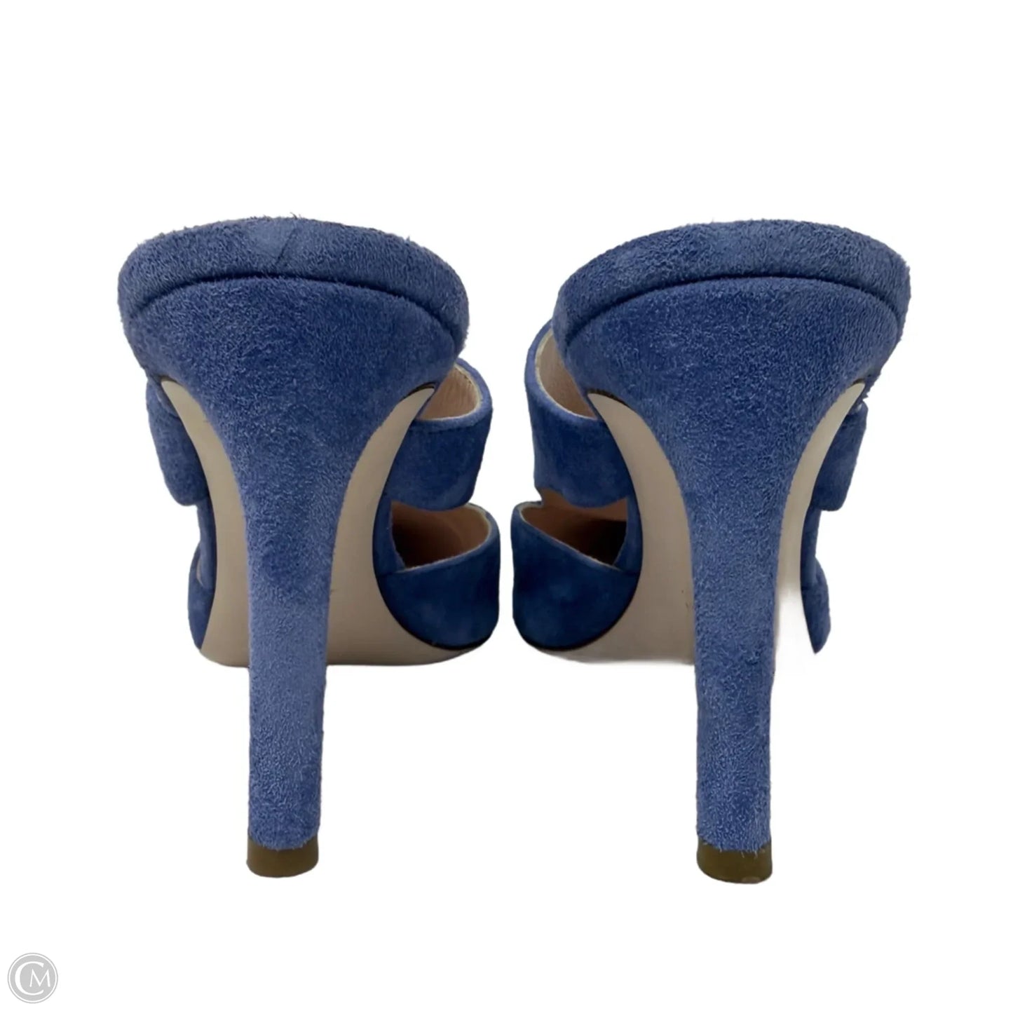 Adrian Suede Stiletto Mules By Cushinie et Ochs In Periwinkle, Size: 7