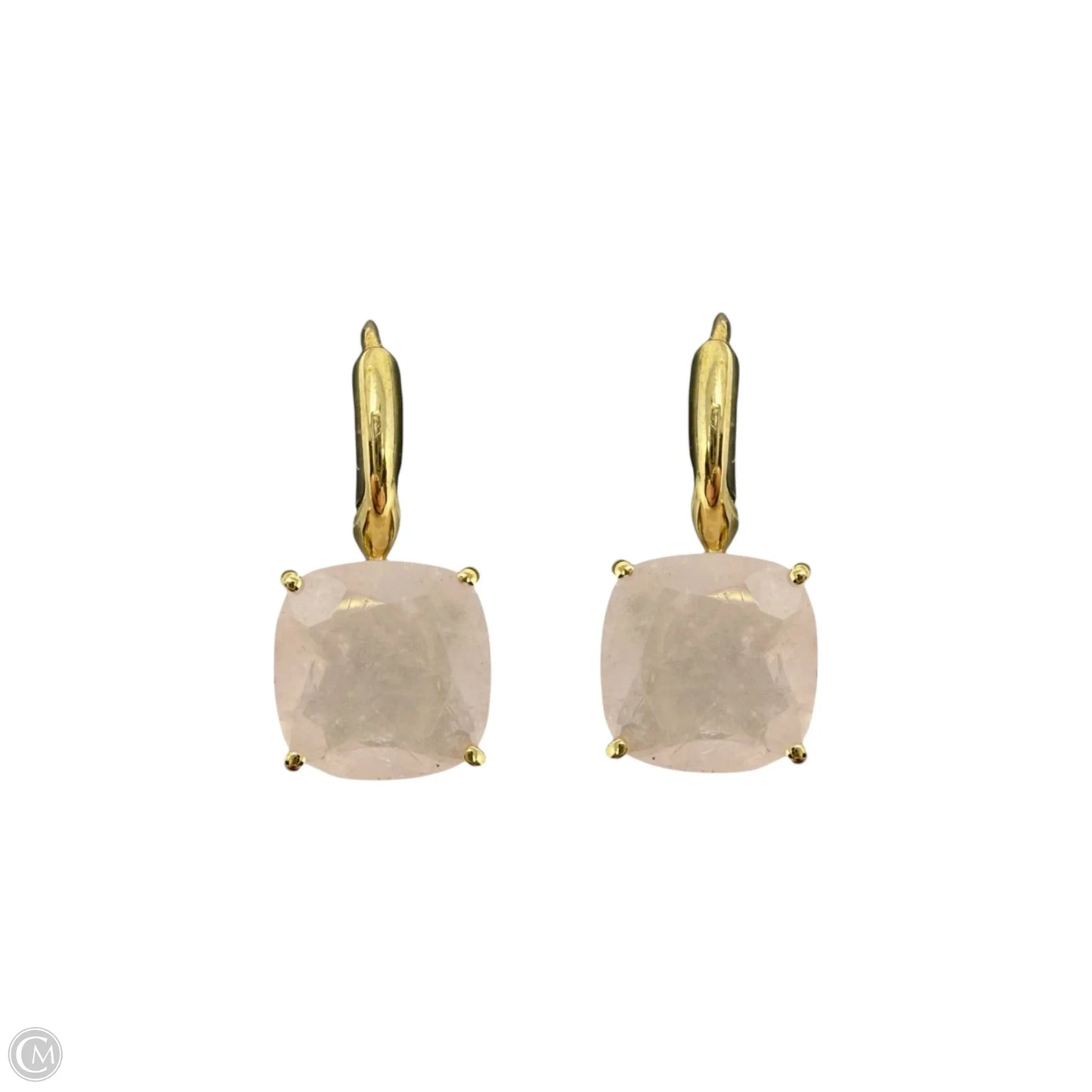 Rose Quartz & Brass Drop Earrings