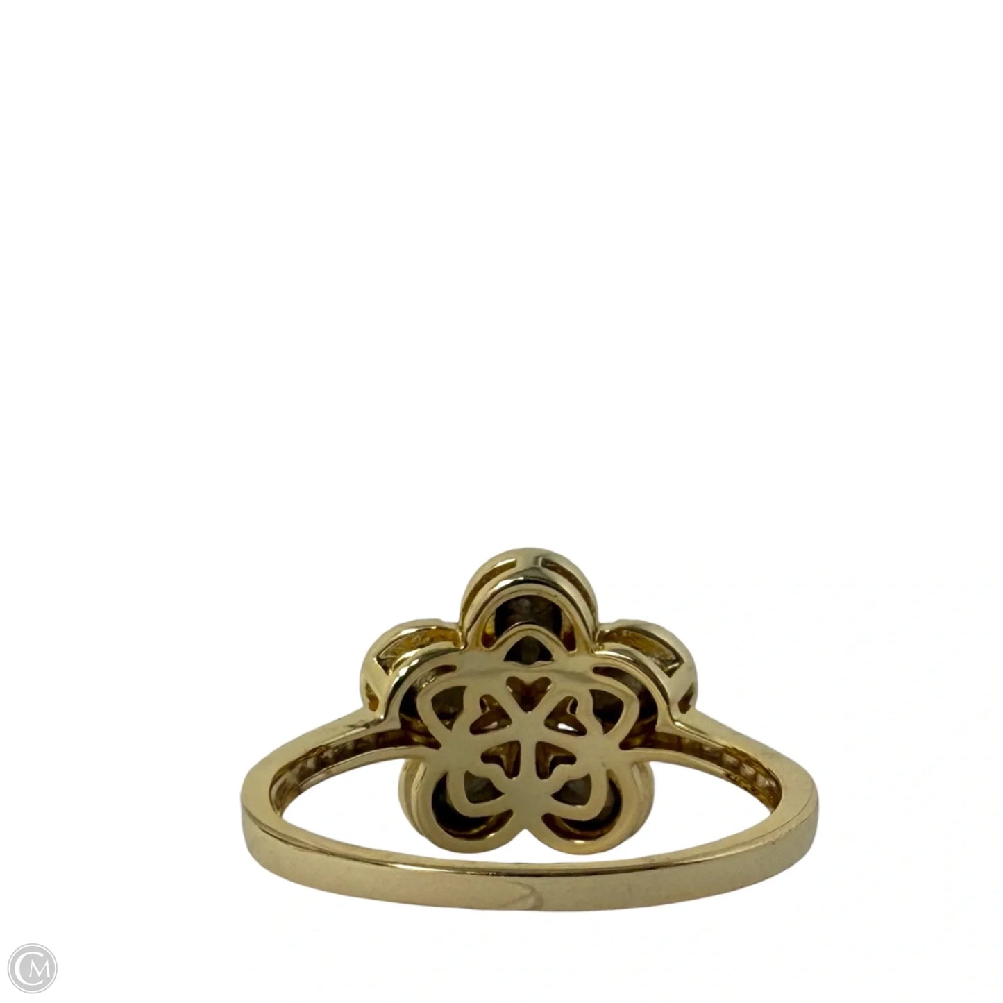 Gold Over Sterling Silver Pave CZ Flower Cocktail Ring, Size: 8