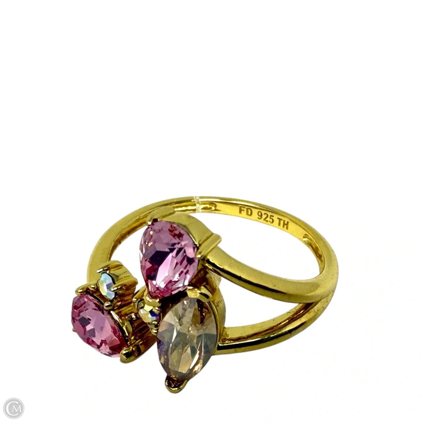 Gold Over Sterling Silver Pear & Marquis Shaped Stones Bypass Ring By Felicia Design, Size: 6