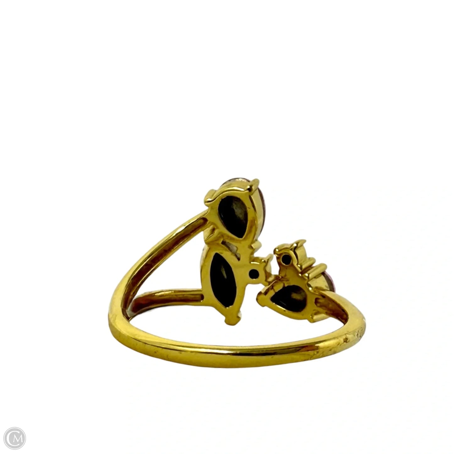 Gold Over Sterling Silver Pear & Marquis Shaped Stones Bypass Ring By Felicia Design, Size: 6