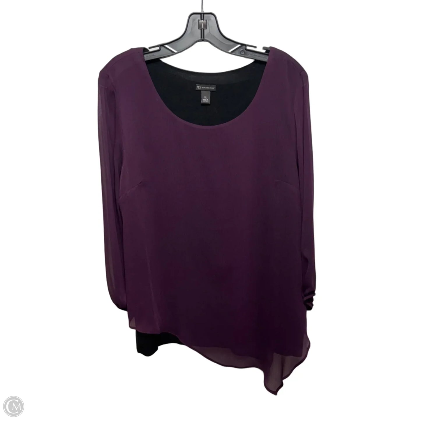 Asymmetrical Top Long Sleeve By New Directions In Purple, Size: Xl