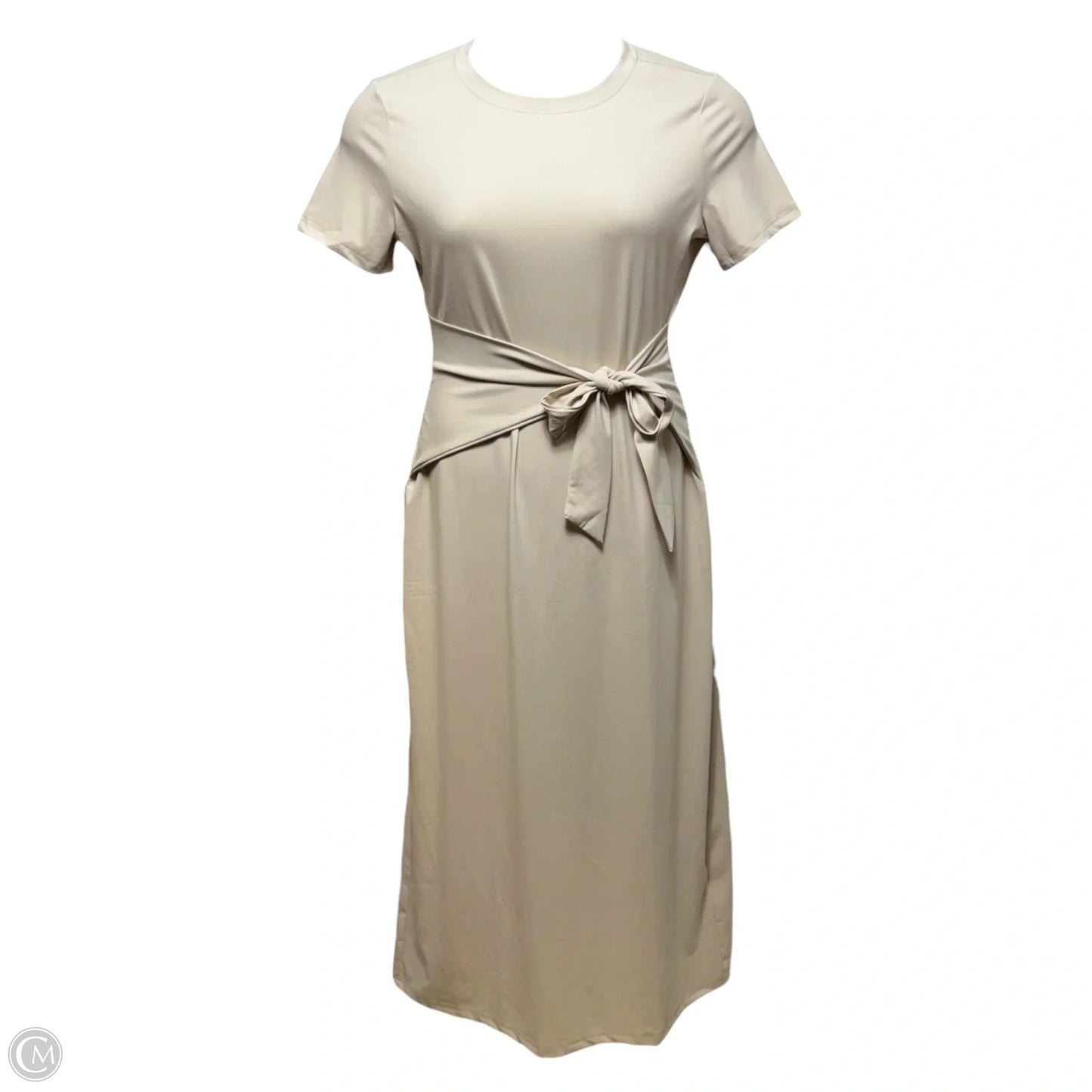 Belted Dress Casual Midi By Merokeety In Beige, Size: M