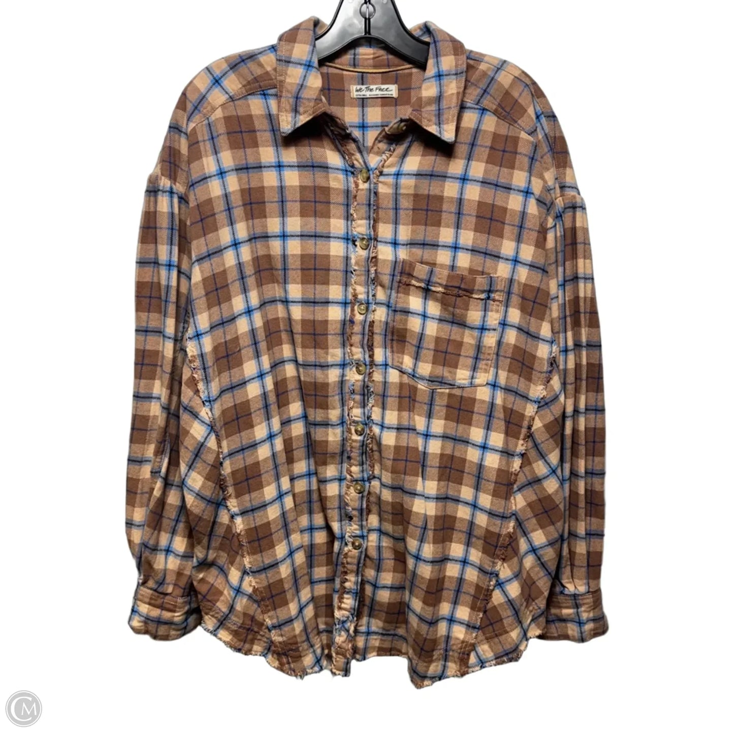 Top Long Sleeve By We The Free In Checkered Pattern, Size: Xs