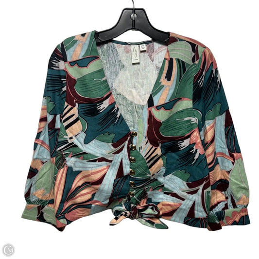 Linen Blend Top Long Sleeve By Joie In Multi-colored, Size: M