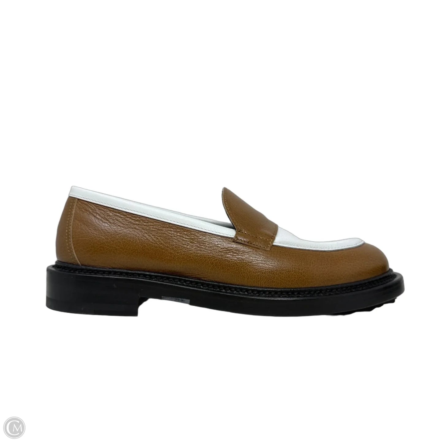 John Leather Loafers By Pierre Hardy In Brown & Cream, Size: 8 (IT 38)