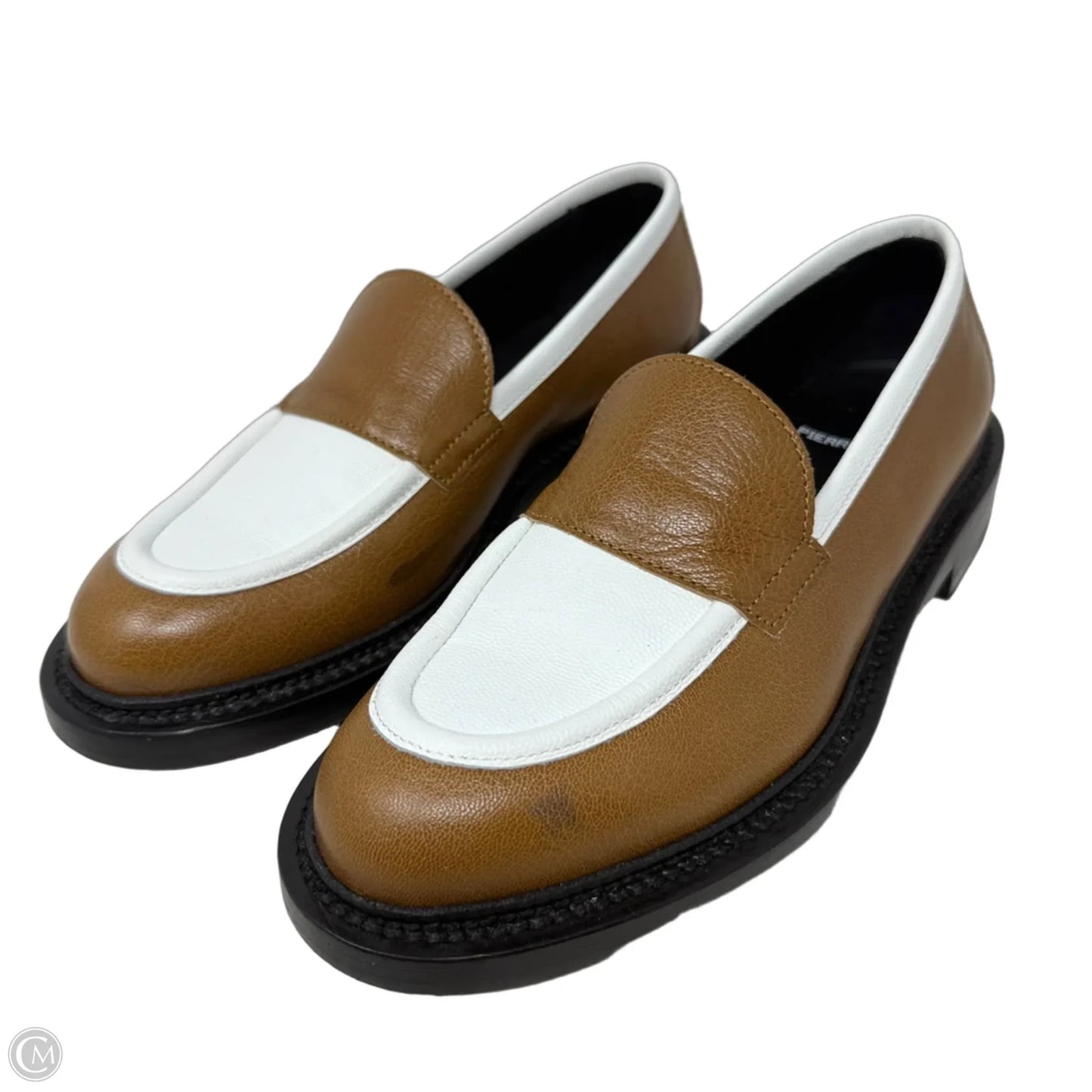 John Leather Loafers By Pierre Hardy In Brown & Cream, Size: 8 (IT 38)