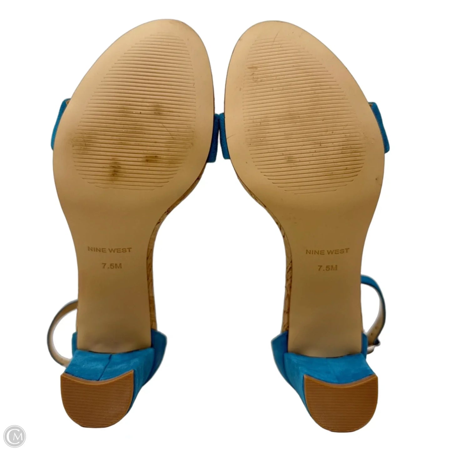 Suede Block Heel Sandals By Nine West In Aqua, Size: 7.5