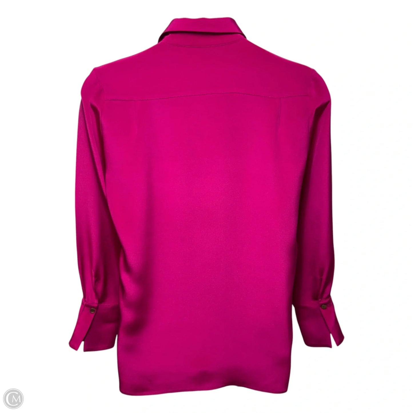 Silk Button Down Blouse Long Sleeve By Diomi In Pink, Size: M