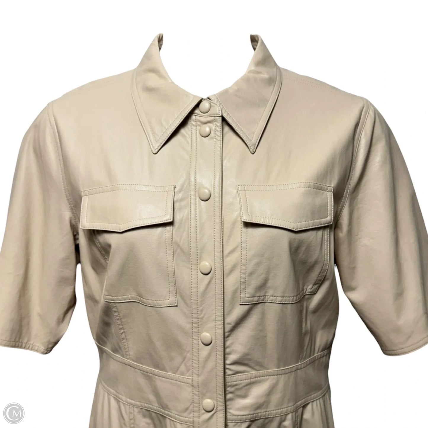 Nahara Faux Leather Shirt-Dress Casual Maxi By Stand Studio In Cream, Size: 12