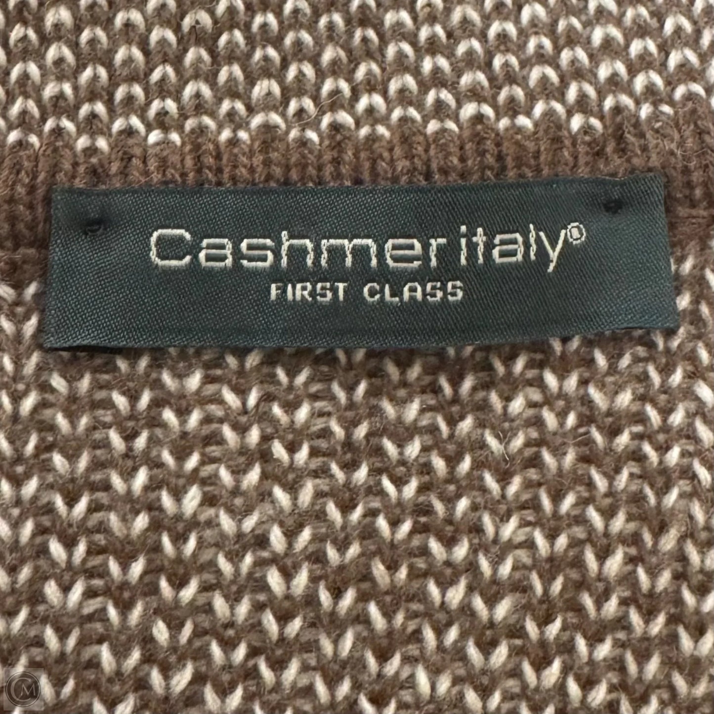 Cashmere Blend Double Breasted Sweater Cardigan By Cashmeritaly In Brown & Cream, Size: M
