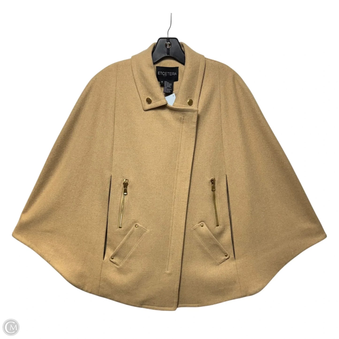 Metallic Wool Cape Coat By Etcetra In Tan, Size: 4