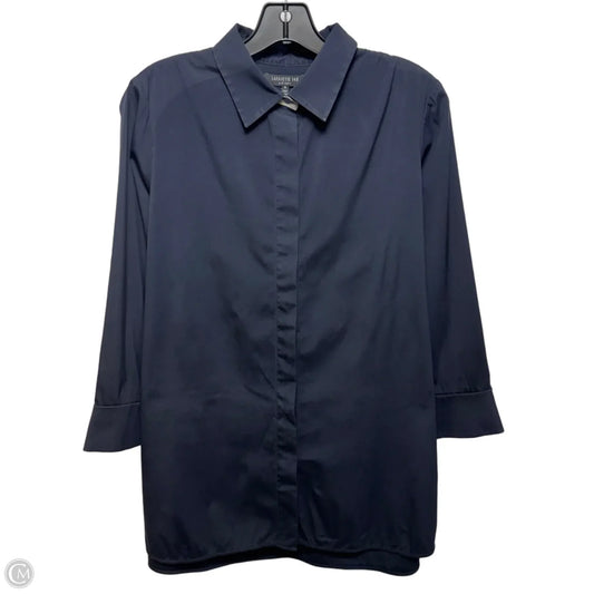 Top Long Sleeve Designer By Lafayette 148 In Navy, Size: M