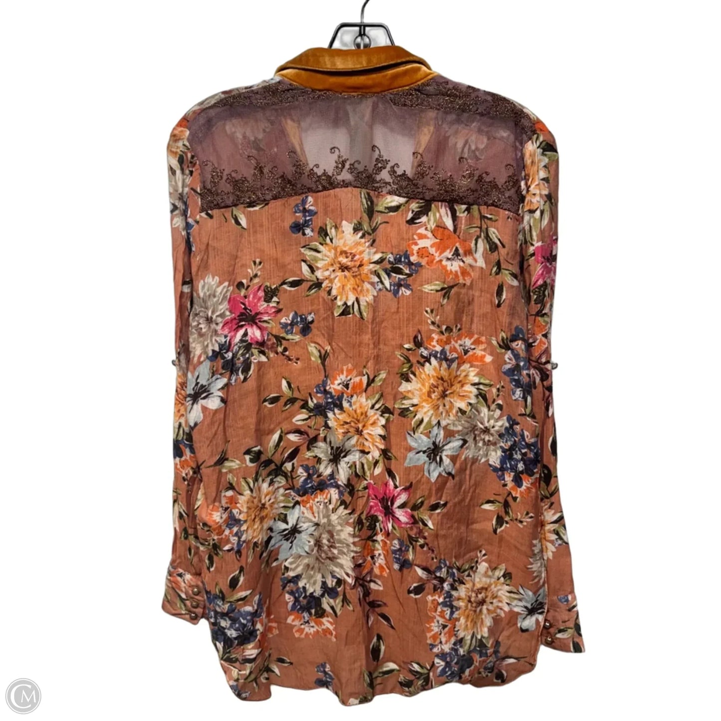 Gardenia Embroidered Shirt By Aratta Silent Journey In Floral Print, Size: XS