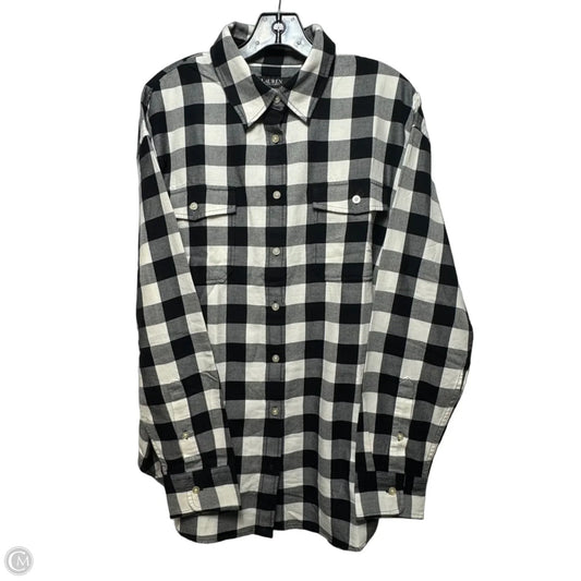 Top Long Sleeve By Lauren By Ralph Lauren In Checkered Pattern, Size: Xl