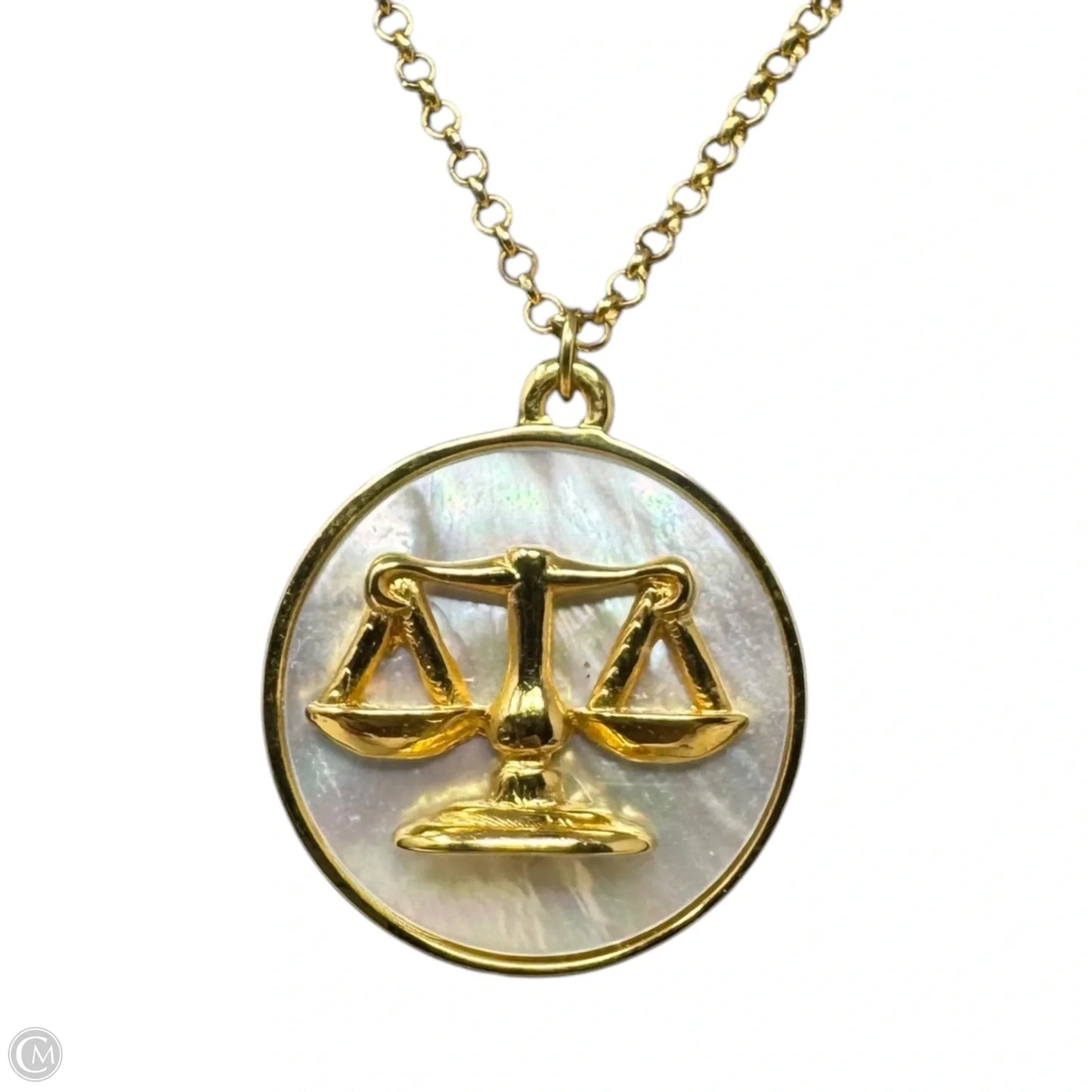 24K Gold Plated Libra Zodiac Pearl Necklace Pendant By Mayamar