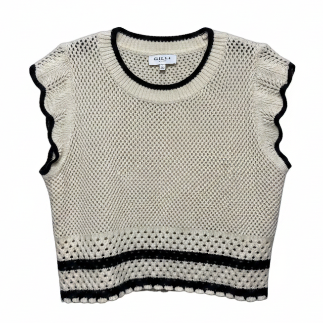Vest Sweater By Gilli In Cream, Size: L