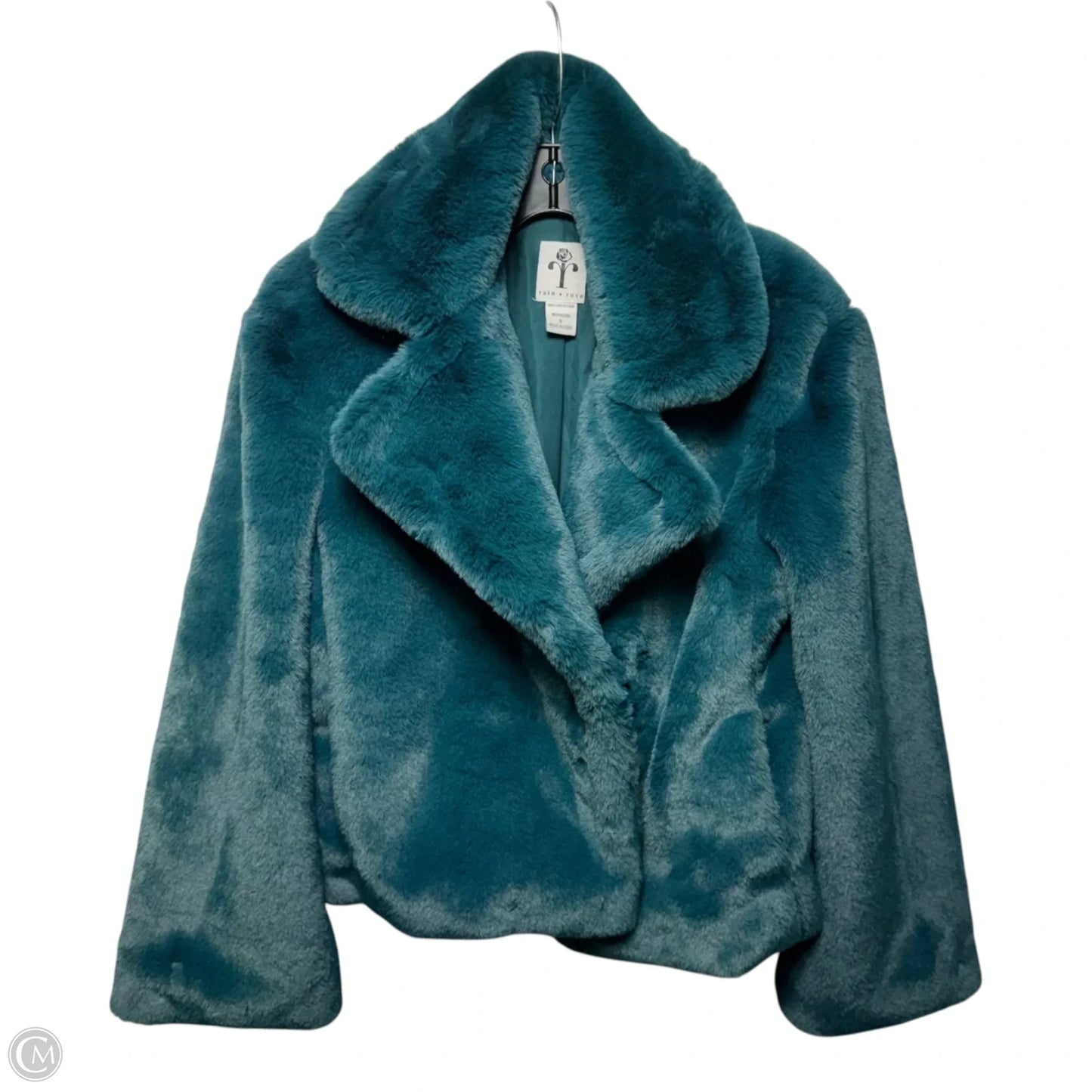 Jacket Faux Fur By Rain + Rose In Teal, Size: S