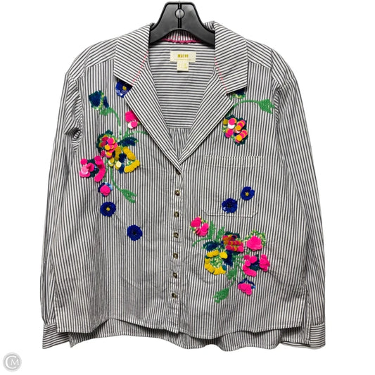 Sequin Embellished Top Long Sleeve By Maeve In Striped Pattern, Size: 4