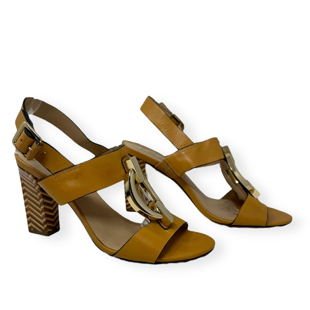 Tan Sandals Heels Block Diane Von Furstenberg, Size 7.5